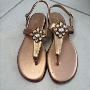 AEROSOLES Metallic Sandals with Crystal Embellishment